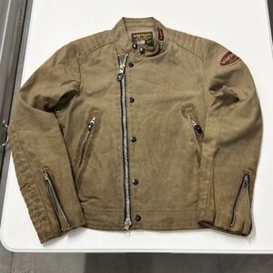 Vintage Vanson Leathers AR3 Waxed Cotton Motorcycle Jacket Tan Cafe Racer Biker